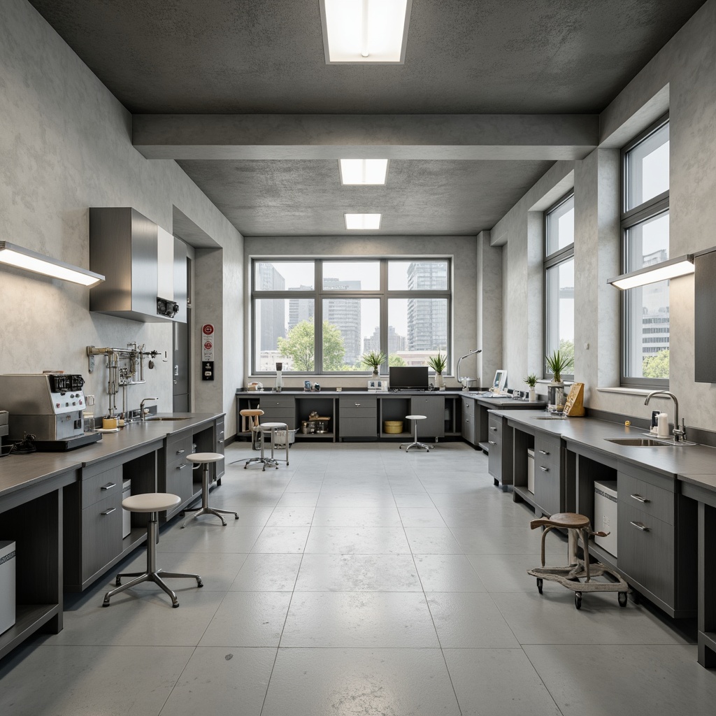 Prompt: Laboratory interior, classic style, fiber-cement walls, smooth texture, subtle sheen, neutral color palette, industrial aesthetic, minimalist decor, metal laboratory equipment, sleek workbenches, ergonomic stools, softbox lighting, high-contrast shadows, shallow depth of field, 1/1 composition, realistic render, ambient occlusion.