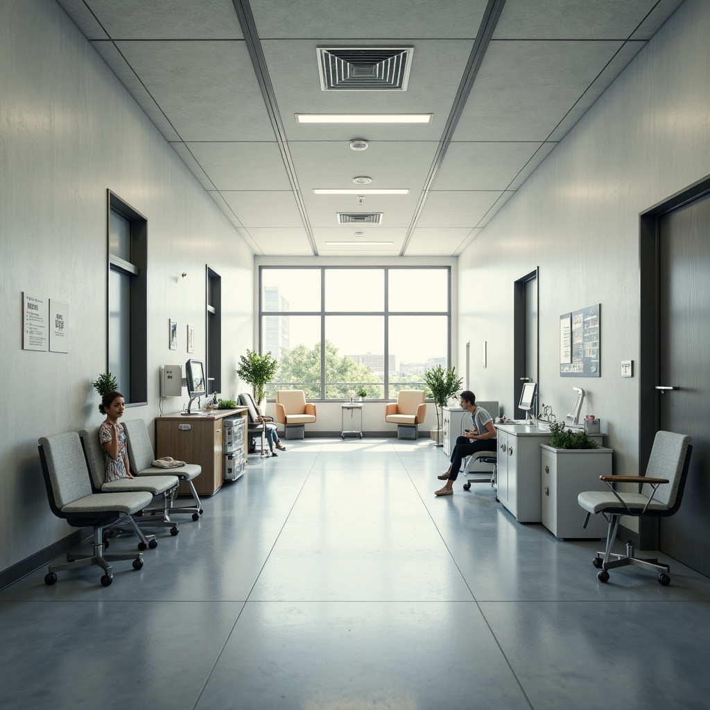 Prompt: Minimalist hospital interior, sleek corridors, natural light-filled waiting areas, efficient nurse stations, compact medical equipment, modular furniture, calming color scheme, polished concrete floors, minimal decorations, functional storage solutions, optimized patient rooms, comfortable beds, soft warm lighting, shallow depth of field, 1/1 composition, realistic textures, ambient occlusion.