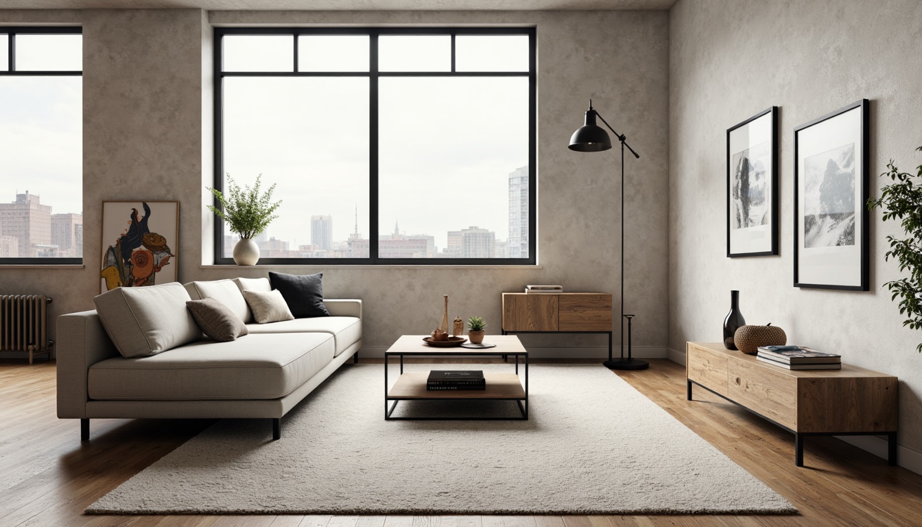 Prompt: Simple living room, minimalist decor, low-profile sofa, sleek coffee table, industrial metal legs, monochromatic color scheme, natural textiles, reclaimed wood accents, geometric patterns, subtle lighting, floor-to-ceiling windows, urban loft atmosphere, Scandinavian-inspired aesthetics, functional simplicity, airy openness, soft warm glow, shallow depth of field, 1/1 composition, realistic textures, ambient occlusion.