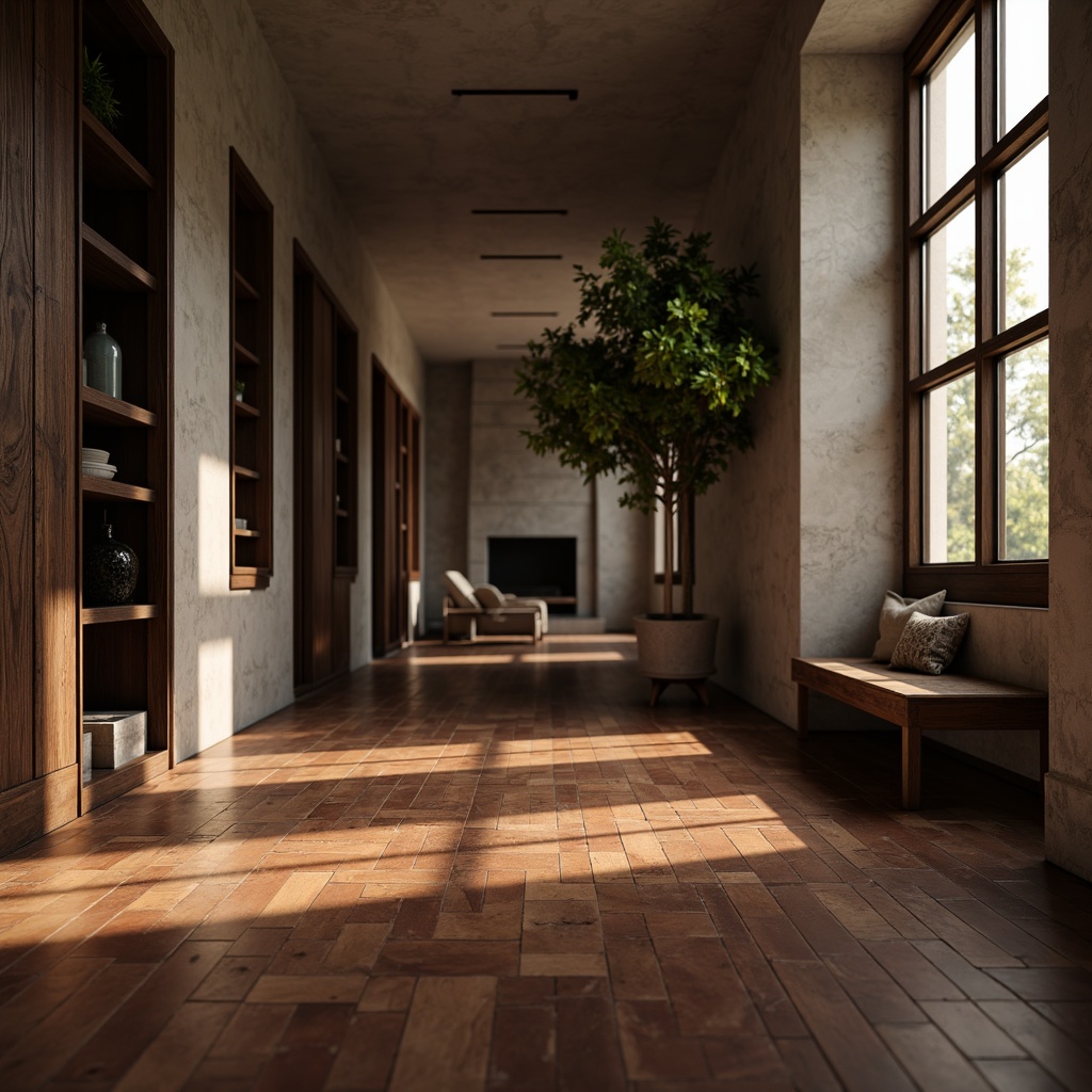 Prompt: dark hardwood, polished marble, sleek porcelain tiles, natural stone mosaics, warm terracotta, rustic reclaimed wood, ambient shadows, soft warm glow, shallow depth of field, 1/2 composition, realistic textures, atmospheric rendering.