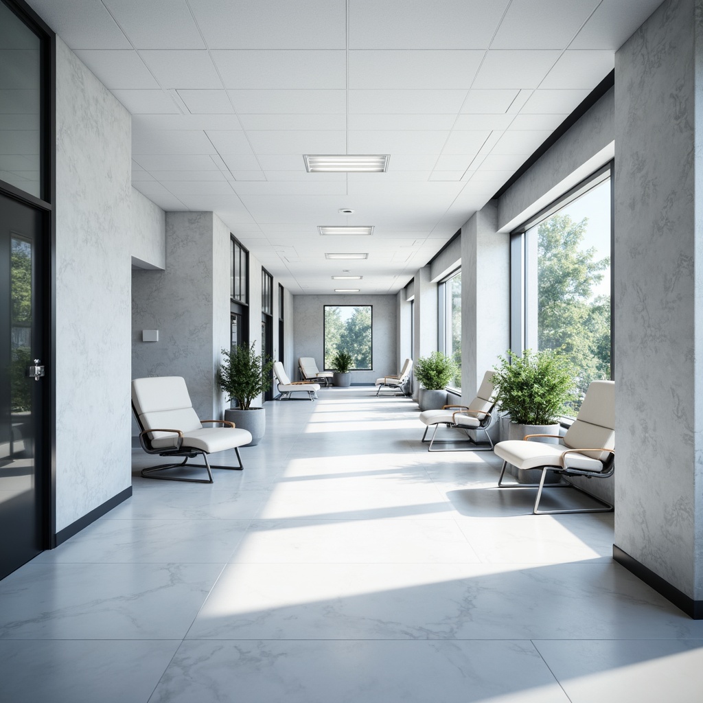 Prompt: \Sleek hospital corridors, polished marble floors, minimalist decor, calming white walls, large windows, natural light, clean lines, modern furniture, stainless steel equipment, ergonomic chairs, adjustable lighting, quiet atmosphere, shallow depth of field, 1/2 composition, realistic textures, subtle shadows.\