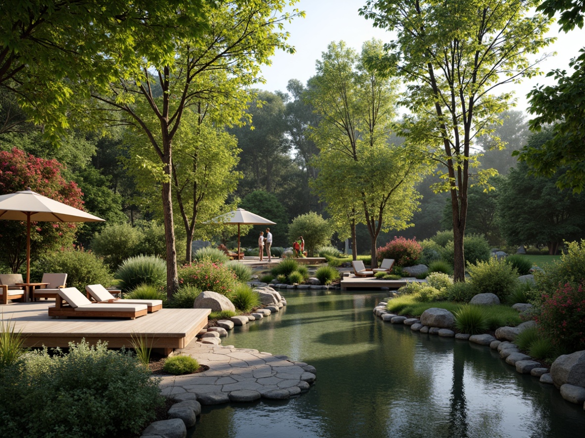 Prompt: Vibrant botanical gardens, lush greenery, serene water features, natural stone pathways, wooden bridges, tranquil ponds, blooming flowers, trees with twisted branches, rustic outdoor furniture, warm sunny day, soft diffused lighting, shallow depth of field, 3/4 composition, panoramic view, realistic textures, ambient occlusion.