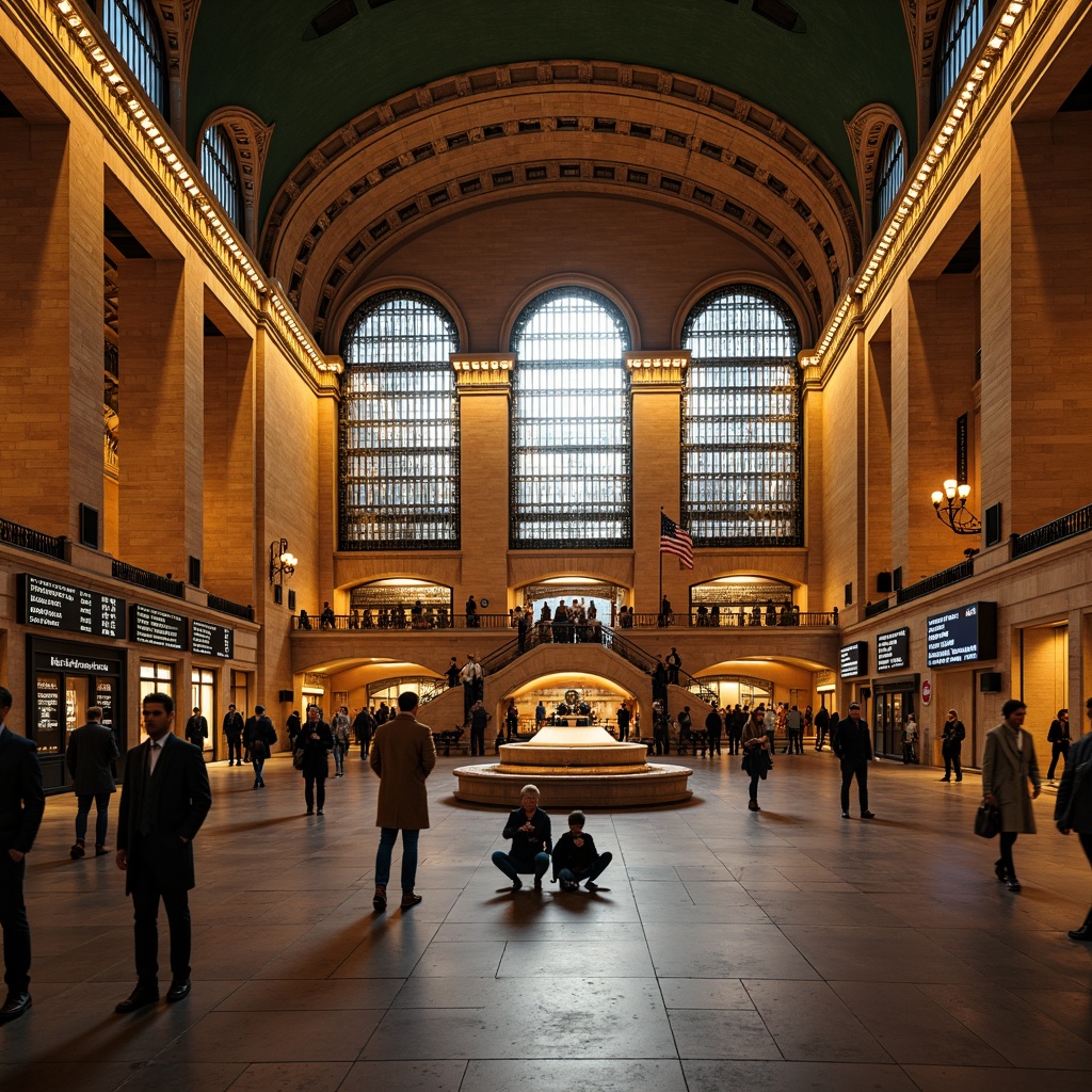 Prompt: Vibrant train station, dramatic archways, grand staircase, ornate metalwork, intricate tile patterns, warm golden lighting, soft ambient glow, high ceilings, large windows, natural stone floors, modern industrial design, exposed ductwork, urban cityscape, rush hour atmosphere, busy commuters, dynamic camera movements, shallow depth of field, cinematic composition, realistic renderings, advanced particle simulations.