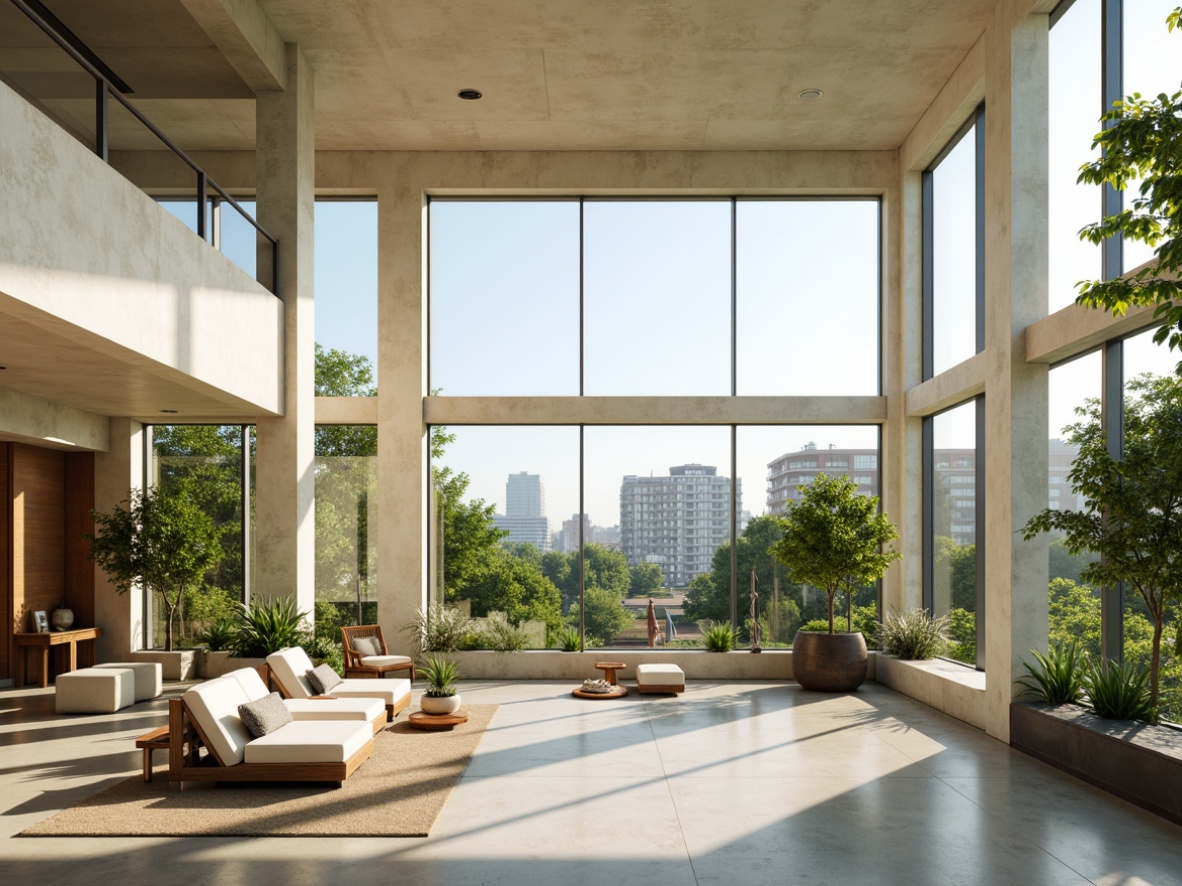 Prompt: Large windows, natural light pouring in, airy open spaces, sustainable building design, modern architecture, green roofs, lush vegetation, urban oasis, cityscape views, minimalist interior, creamy white walls, polished concrete floors, warm wood accents, cozy reading nooks, soft ambient lighting, 1/1 composition, realistic textures, high dynamic range, shallow depth of field, panoramic view.