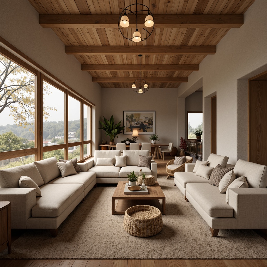 Prompt: Cozy living room, plush sofas, oversized armchairs, wooden coffee tables, woven baskets, soft rugs, calming color palette, warm lighting, modern minimalist decor, functional storage units, ergonomic chairs, adjustable desks, comfortable mattresses, luxurious fabrics, natural materials, earthy tones, relaxing ambiance, soft background music, 1/2 composition, shallow depth of field, realistic textures.