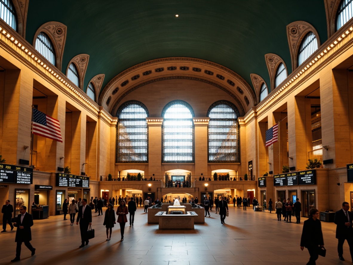 Prompt: Grand central train station, high ceilings, ornate chandeliers, vintage luggage carts, classic clock towers, industrial steel beams, rustic brick walls, modern LED displays, bustling pedestrian traffic, vibrant cityscape views, natural light pouring through clerestory windows, warm cozy atmosphere, shallow depth of field, 1/2 composition, soft warm lighting, realistic textures, ambient occlusion.