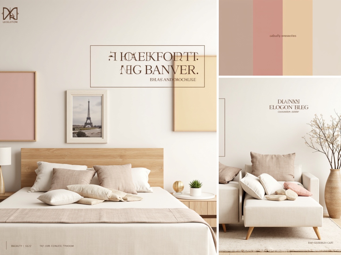 Prompt: Harmonious color scheme, pastel hues, soft gradients, creamy whites, rich wood tones, metallic accents, bold typography, sleek modern design, elegant simplicity, luxurious textures, ambient lighting, shallow depth of field, 1/1 composition, realistic renderings, subtle shadowing.