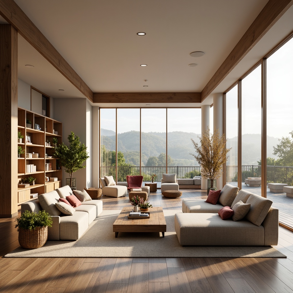 Prompt: Cozy living room, plush sofas, reclining armchairs, wooden coffee tables, woven baskets, soft cushions, warm lighting, pastel colors, minimalist decor, functional shelving units, ergonomic desk chairs, adjustable headrests, storage ottomans, velvet throw pillows, natural wood accents, comfortable sectionals, oversized windows, panoramic views, morning sunlight, gentle breeze.