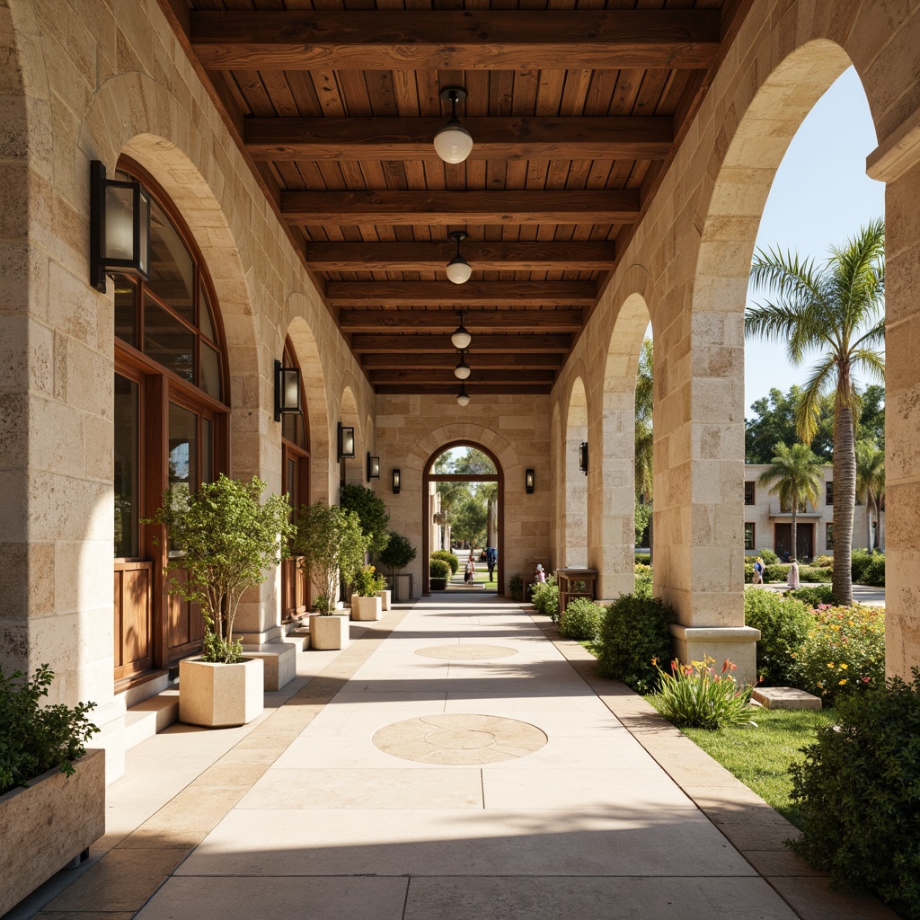 Prompt: Rustic youth center, classical architecture, textured stone walls, ornate columns, grand archways, polished marble floors, wooden accents, warm beige tones, soft natural lighting, shallow depth of field, 1/1 composition, realistic textures, ambient occlusion, lively outdoor spaces, vibrant greenery, blooming flowers, sunny day, gentle breeze, serene atmosphere.