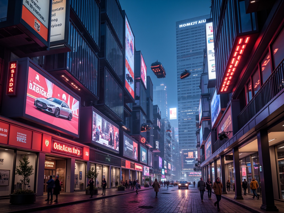 Prompt: Neon-lit cityscape, towering skyscrapers, holographic advertisements, levitating cars, retro-futuristic decor, metallic surfaces, neon tubes, cyberpunk atmosphere, low-angle shots, dramatic lighting, shallow depth of field, 2.39