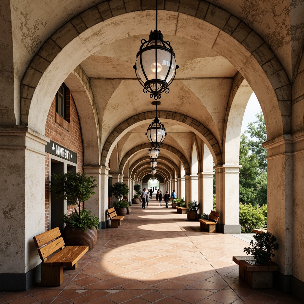 Prompt: \Rustic metro station, distressed stone walls, soft beige tones, creamy whites, warm terracotta floors, ornate ironwork details, vintage lanterns, lush greenery, Parisian-inspired signage, curved wooden benches, elegant chandeliers, ambient softbox lighting, shallow depth of field, 1/1 composition, realistic textures, natural materials, French country charm.\Let me know if you need any adjustments!