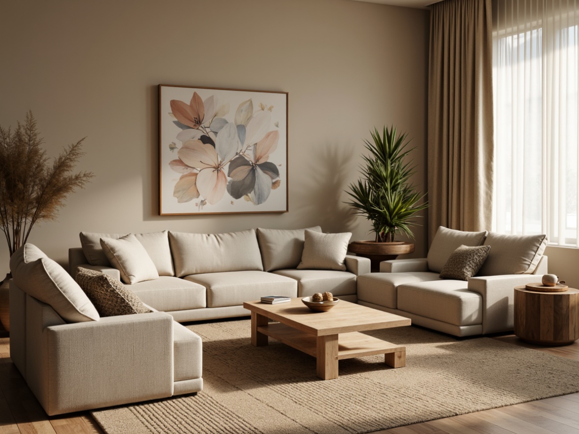 Prompt: Cozy living room, plush sofas, oversized armchairs, wooden coffee tables, soft rugs, warm lighting, beige walls, minimalist decor, ergonomic designs, adjustable headrests, reclining mechanisms, storage compartments, eco-friendly materials, natural fabrics, subtle patterns, calming colors, 1/1 composition, shallow depth of field, realistic textures, ambient occlusion.