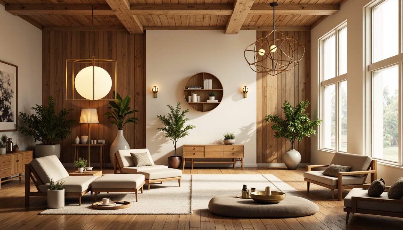 Prompt: Mid-century modern interior, warm ambiance, brass lighting fixtures, spherical pendant lamps, geometric chandeliers, minimalist sconces, creamy whites, rich woods, natural textiles, organic shapes, retro-inspired patterns, soft warm glow, indirect lighting, subtle shadows, 1/1 composition, realistic renderings, ambient occlusion.Let me know if this meets your requirements!