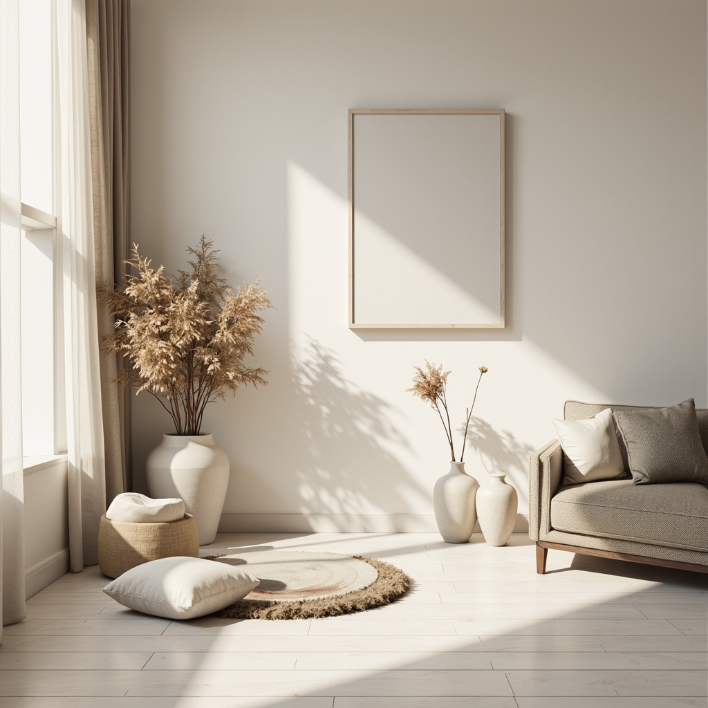 Prompt: Soothing neutral color palette, calming atmosphere, serene backdrop, creamy whites, soft grays, beige tones, taupe accents, natural textures, organic shapes, minimalist decor, elegant simplicity, airy feel, abundant natural light, warm shadows, subtle contrasts, harmonious balance, visual cohesion, understated sophistication, refined elegance.