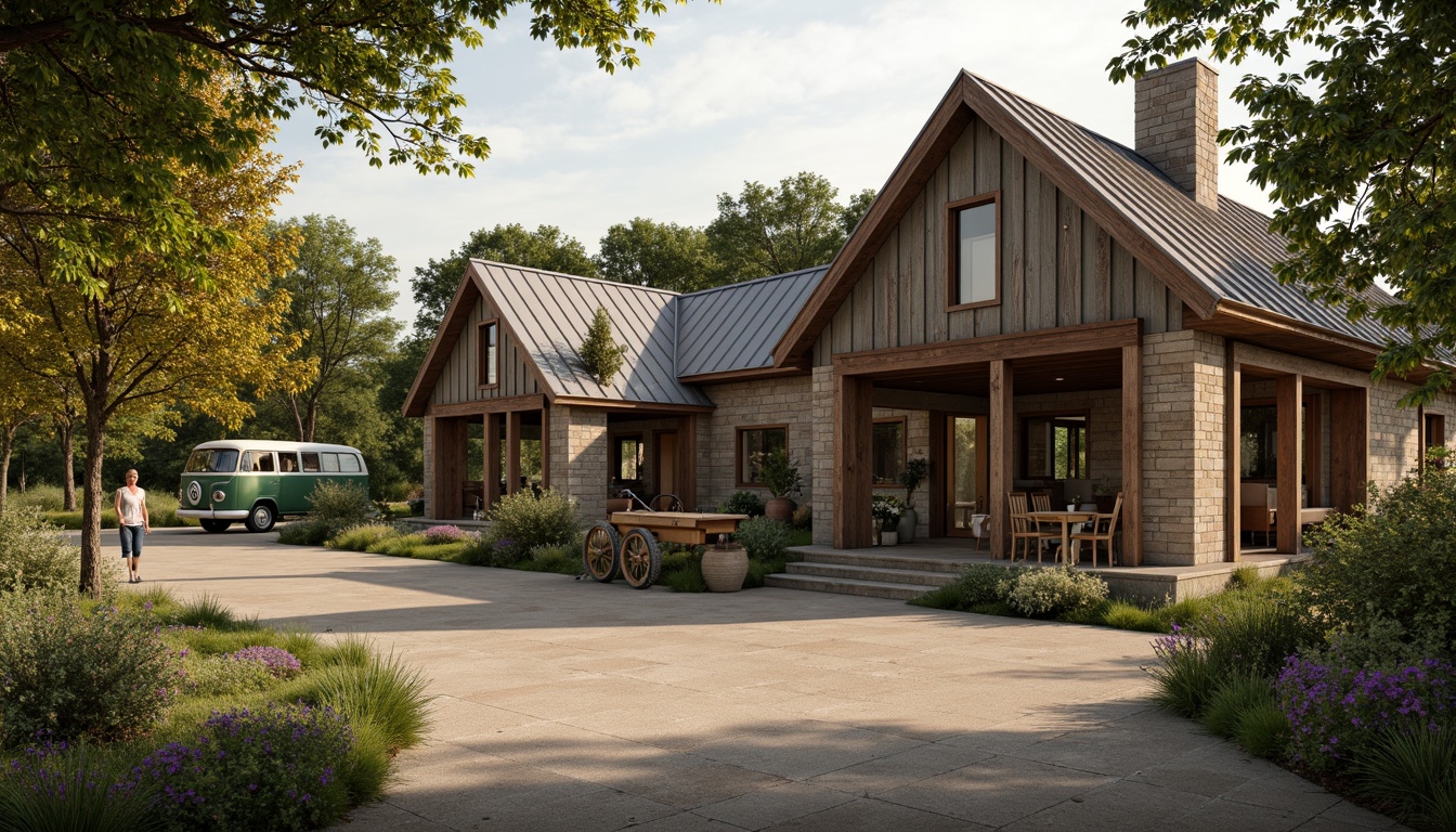 Prompt: Rustic bus station, farmhouse style, earthy color palette, weathered wooden accents, corrugated metal roofs, natural stone walls, vintage agricultural equipment, lush greenery, blooming wildflowers, soft warm lighting, shallow depth of field, 3/4 composition, panoramic view, realistic textures, ambient occlusion.Let me know if you need any adjustments!