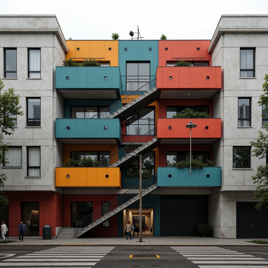 Prompt: Courthouse facade, asymmetrical composition, interlocking geometric shapes, bold primary colors, industrial materials, exposed ductwork, cantilevered staircases, minimalist ornamentation, functionalist architecture, urban cityscape, overcast sky, dramatic shadows, high-contrast lighting, 2-point perspective, abstract patterns, futuristic ambiance, metallic accents, rectangular windows, brutalist textures, monochromatic color scheme.