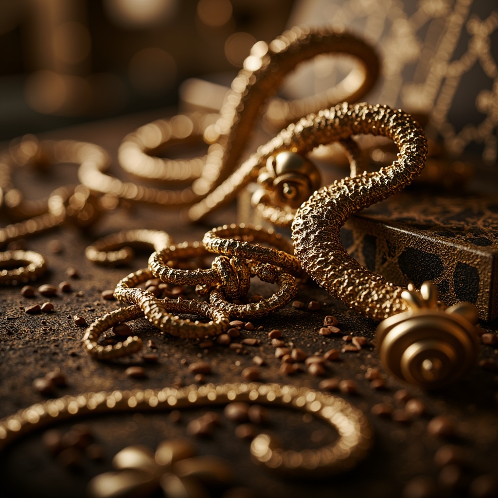 Prompt: Organic curves, flowing tendrils, botanical motifs, ornate metalwork, sinuous shapes, whiplash lines, biomorphic forms, luxurious materials, opulent fabrics, intricate patterns, warm golden lighting, soft focus, shallow depth of field, 1/2 composition, romantic atmosphere, vintage charm.