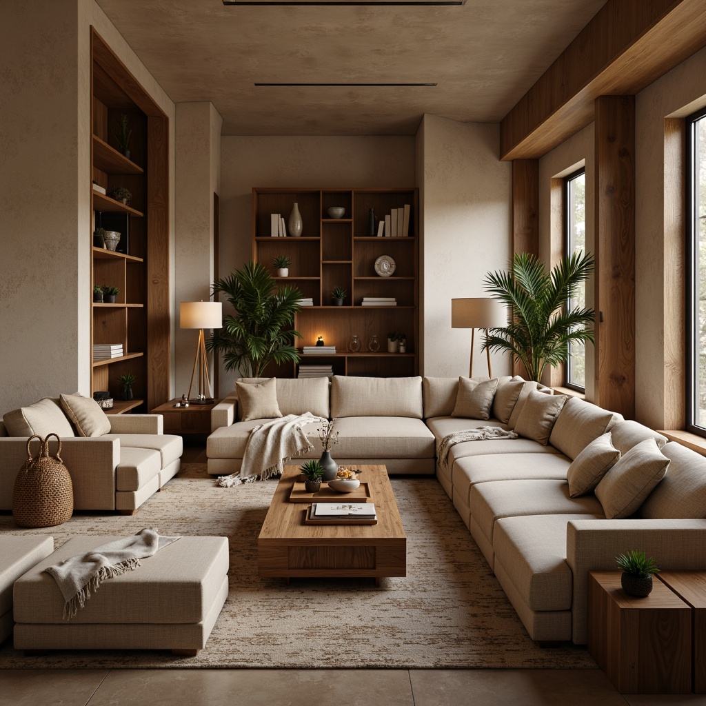 Prompt: Cozy living room, plush sofas, oversized armchairs, wooden coffee tables, woven baskets, floor lamps, soft cushions, velvety throws, natural fabrics, earthy color palette, minimalist decor, functional storage units, sleek shelves, ergonomic seating, adjustable headrests, reclining mechanisms, warm ambient lighting, 1/1 composition, shallow depth of field, realistic textures.