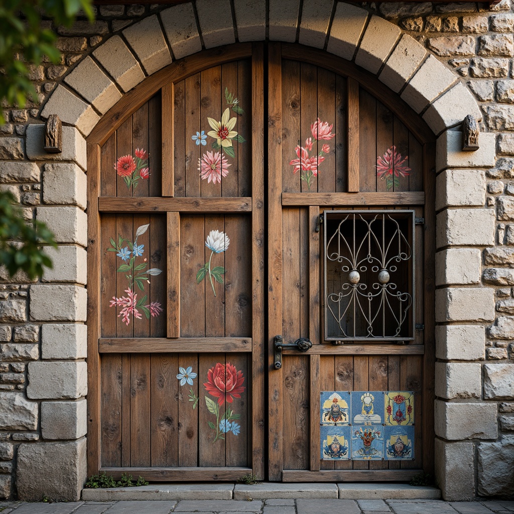 Prompt: Rustic stone walls, weathered wooden planks, distressed metal sheets, ornate ceramic tiles, vibrant street art murals, rough-hewn rock formations, intricately carved wooden panels, ornamental metal grilles, eclectic mix of textures, bold color contrasts, dramatic lighting effects, shallow depth of field, 2/3 composition, realistic material rendering, ambient occlusion.