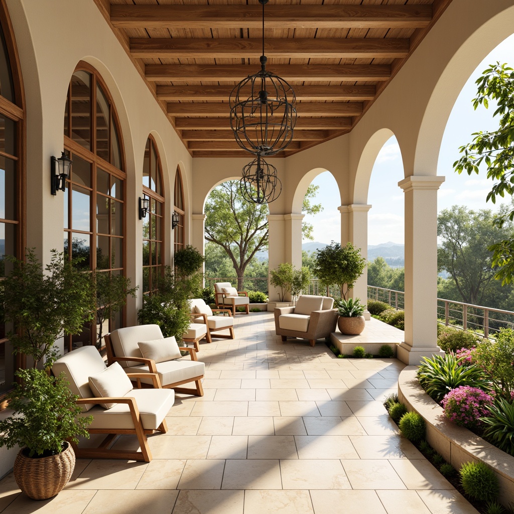 Prompt: Vibrant sunroom, classical architecture, grand arches, ornate columns, elegant chandeliers, creamy marble floors, soft beige walls, lush greenery, blooming flowers, natural stone accents, warm wooden beams, expansive windows, sliding glass doors, panoramic views, bright sunny day, gentle warm lighting, shallow depth of field, 1/1 composition, realistic textures, ambient occlusion.