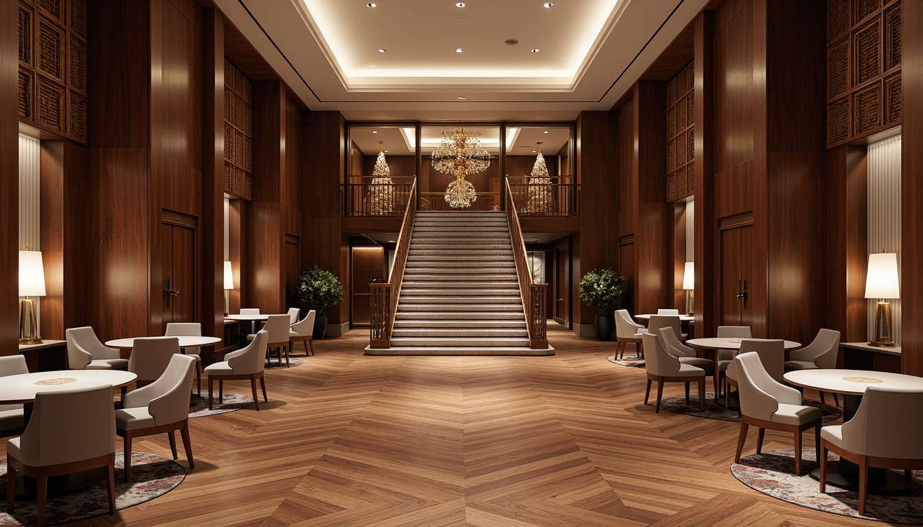 Prompt: Scandinavian-style casino, luxurious atmosphere, rich wood tones, dark-stained hardwood flooring, glossy finish, subtle texture, Nordic-inspired patterns, minimalist aesthetic, sleek lines, modern chandeliers, ambient lighting, warm color palette, creamy whites, soft grays, taupe accents, metallic hints, high-gloss surfaces, reflective materials, sophisticated ambiance, dramatic ceiling heights, grand staircases, lavish furnishings, intricate carpentry details, natural stone inlays, elegant marble accents.