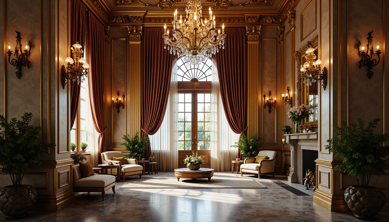 Prompt: Luxurious mansion, grand entrance, ornate columns, intricate carvings, lavish furnishings, opulent chandeliers, velvet drapes, golden accents, marble floors, crystal fixtures, ornamental moldings, Baroque-inspired patterns, rich textiles, subtle color palette, warm soft lighting, shallow depth of field, 1/1 composition, realistic rendering, ambient occlusion.