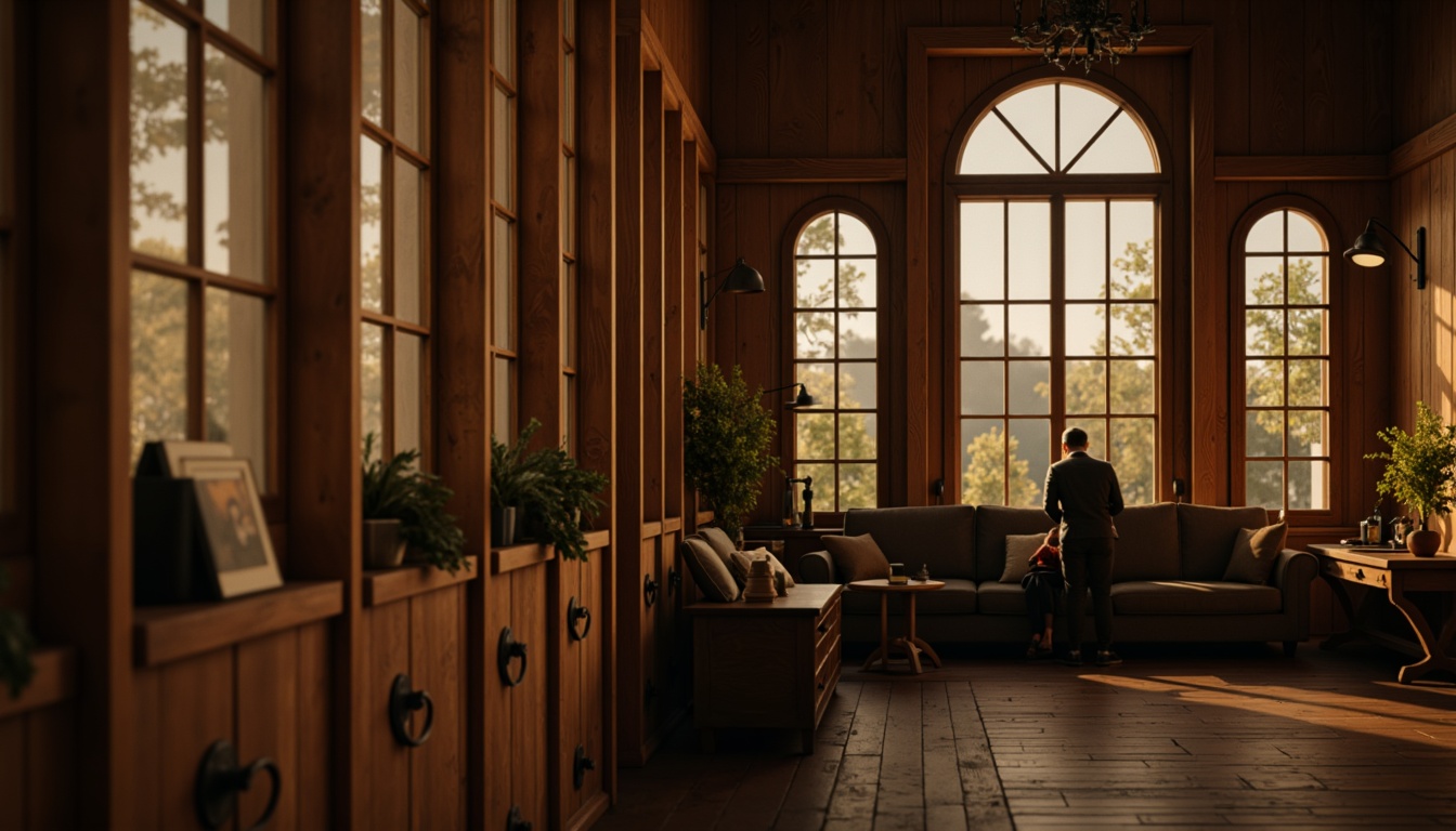 Prompt: Rustic wooden frames, ornate metalwork, vintage-inspired handles, stained glass panels, arched windows, asymmetrical compositions, earthy tones, natural textures, cozy interior ambiance, warm candlelight, cinematic lighting, shallow depth of field, 1/1 composition, realistic reflections, ambient occlusion.