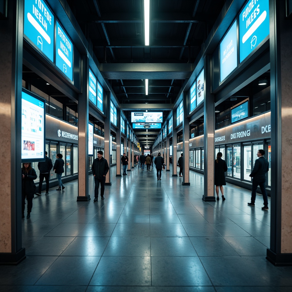 Prompt: Vibrant metro station, modern signage system, sleek LED displays, dynamic digital advertisements, informative wayfinding signs, clear route maps, intuitive navigation, stainless steel frames, glass surfaces, futuristic architecture, bustling urban atmosphere, morning rush hour, soft overhead lighting, shallow depth of field, 1/1 composition, realistic textures, ambient occlusion.