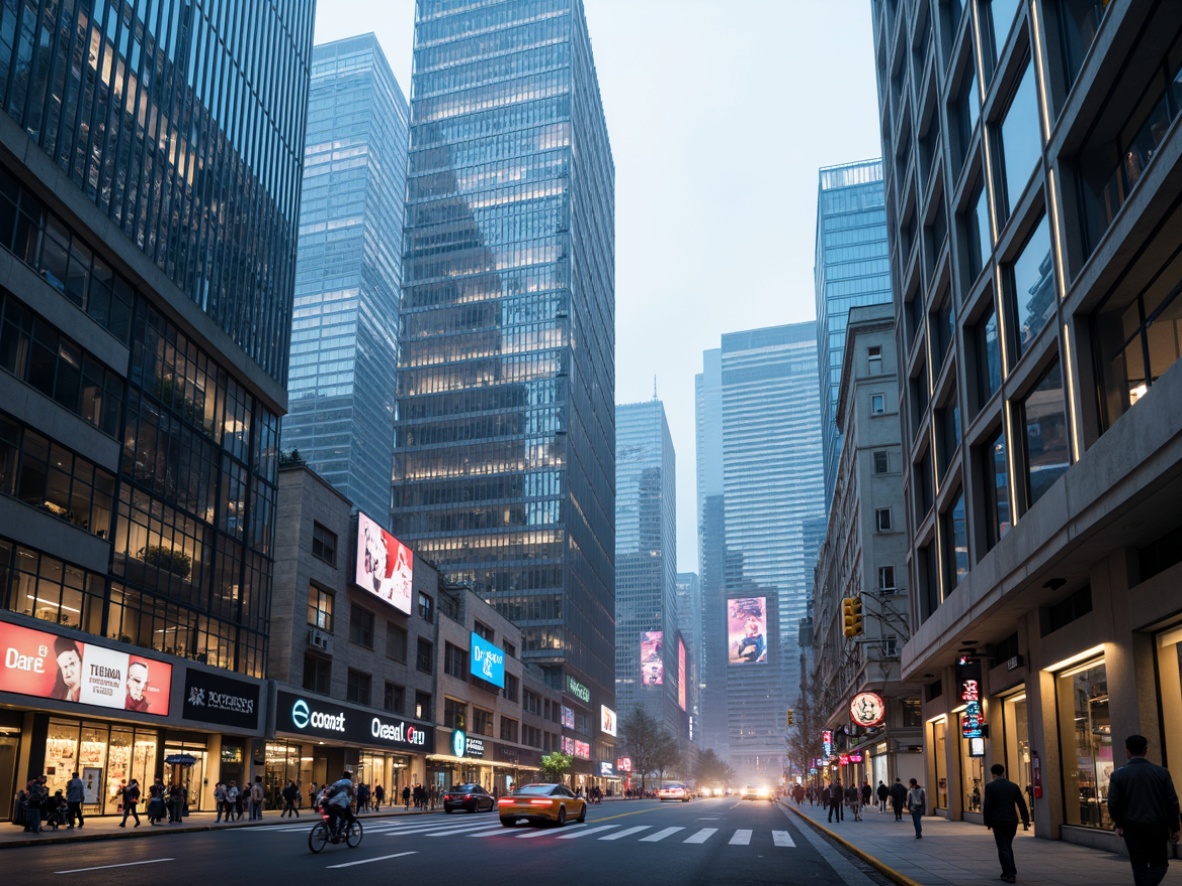 Prompt: Futuristic cityscape, sleek metallic skyscrapers, curved glass fa\u00e7ades, neon-lit streets, holographic advertisements, levitating cars, robotic pedestrians, iridescent mist, soft futuristic lighting, shallow depth of field, 1/2 composition, cinematic view, realistic reflections, ambient occlusion, high-tech gadgets, cyberpunk atmosphere.