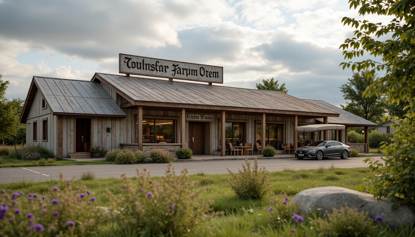 Prompt: Rustic bus station, farmhouse charm, earthy color palette, natural wood accents, weathered metal roofs, vintage signage, lush greenery, wildflowers, rural landscape, cloudy sky, soft warm lighting, shallow depth of field, 3/4 composition, panoramic view, realistic textures, ambient occlusion.