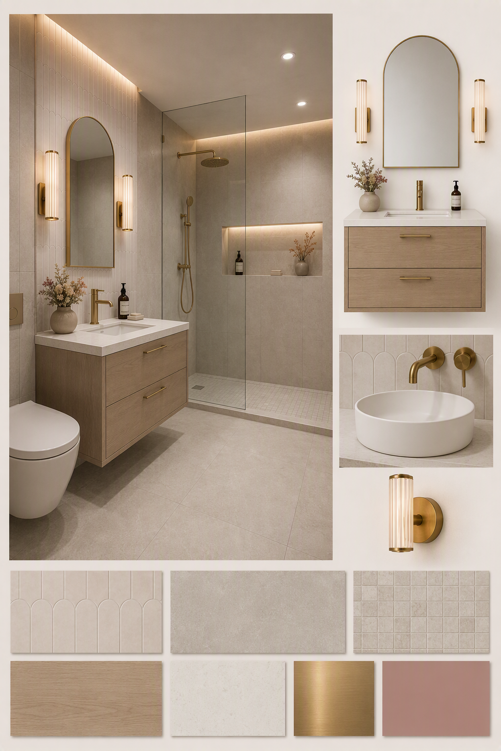 bathroom mirror ideas — mirror is visually prominent with vanity width, wall space and lighting relationship visible