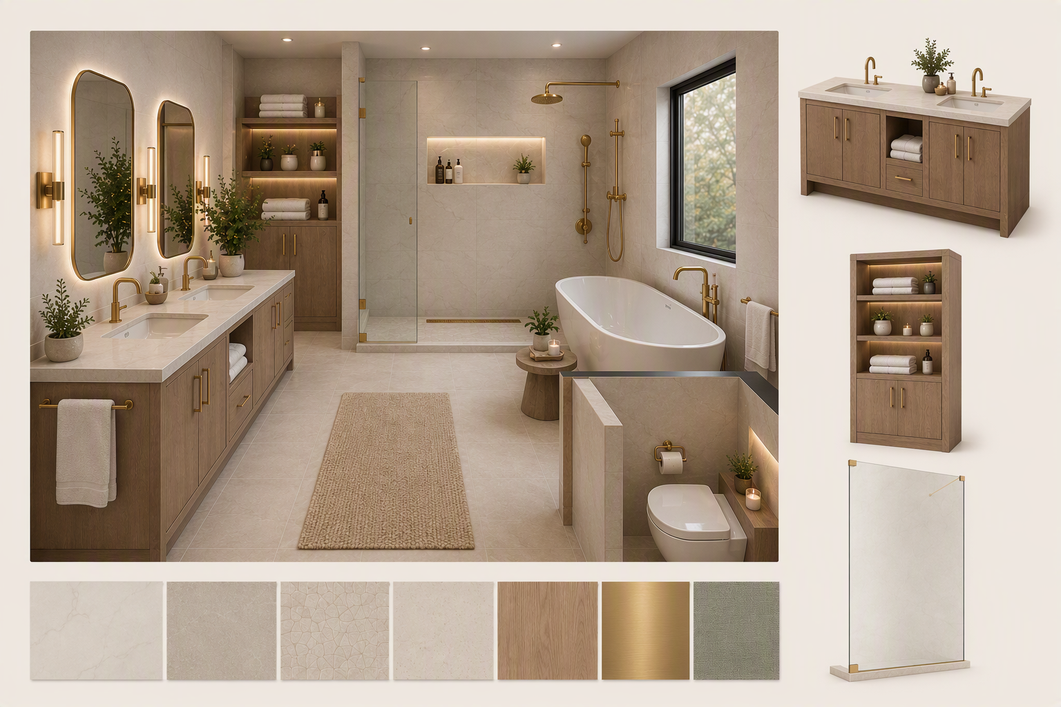 bathroom mirror ideas — mirror is visually prominent with vanity width, wall space and lighting relationship visible