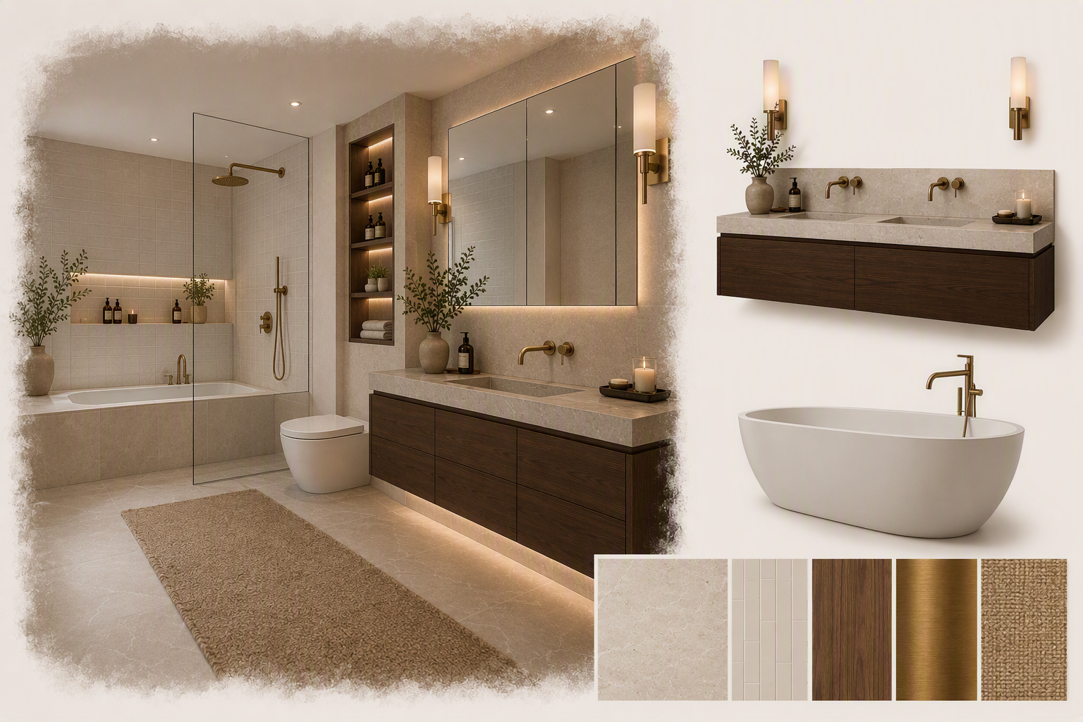 bathroom mirror ideas — mirror is visually prominent with vanity width, wall space and lighting relationship visible
