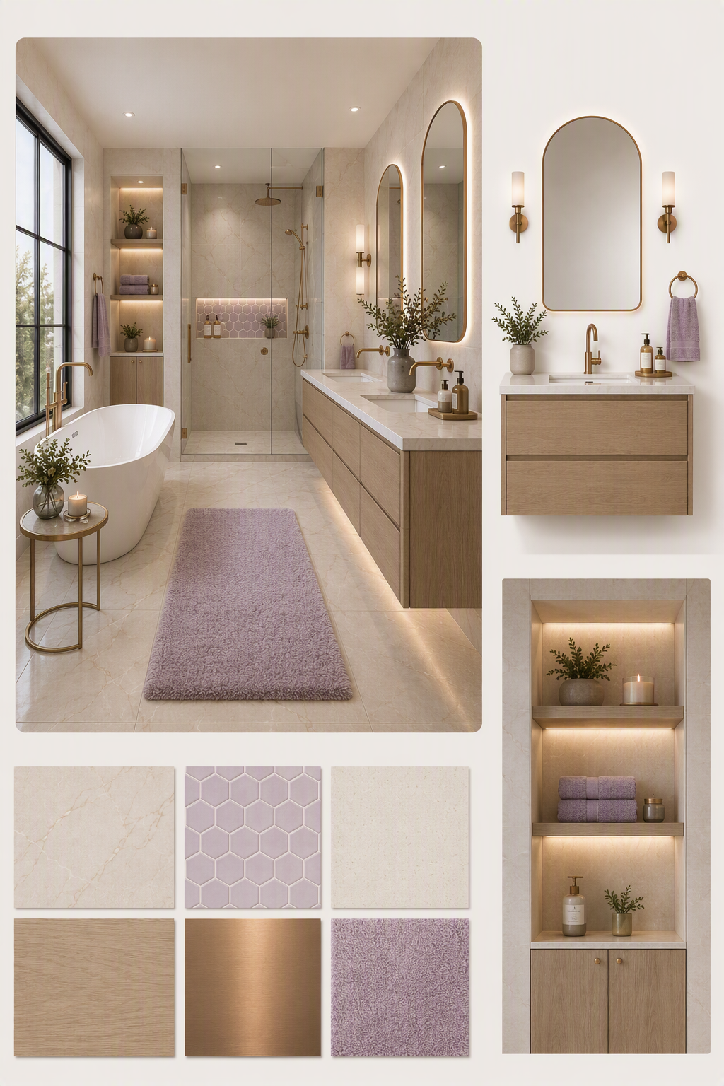 bathroom storage ideas — bathrooms with visible shelving, niches, wall storage or integrated storage in context