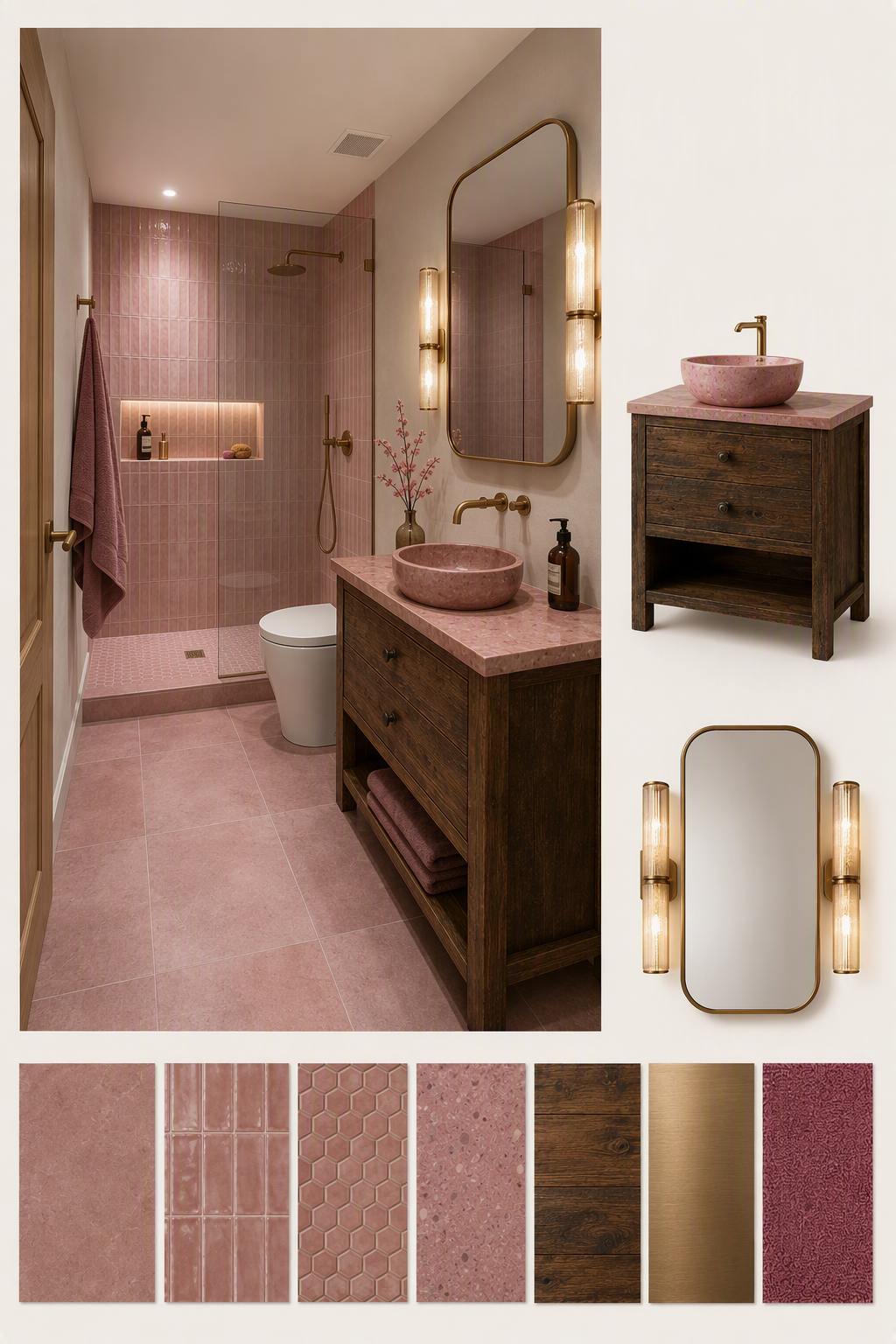 bathroom mirror ideas — mirror is visually prominent with vanity width, wall space and lighting relationship visible
