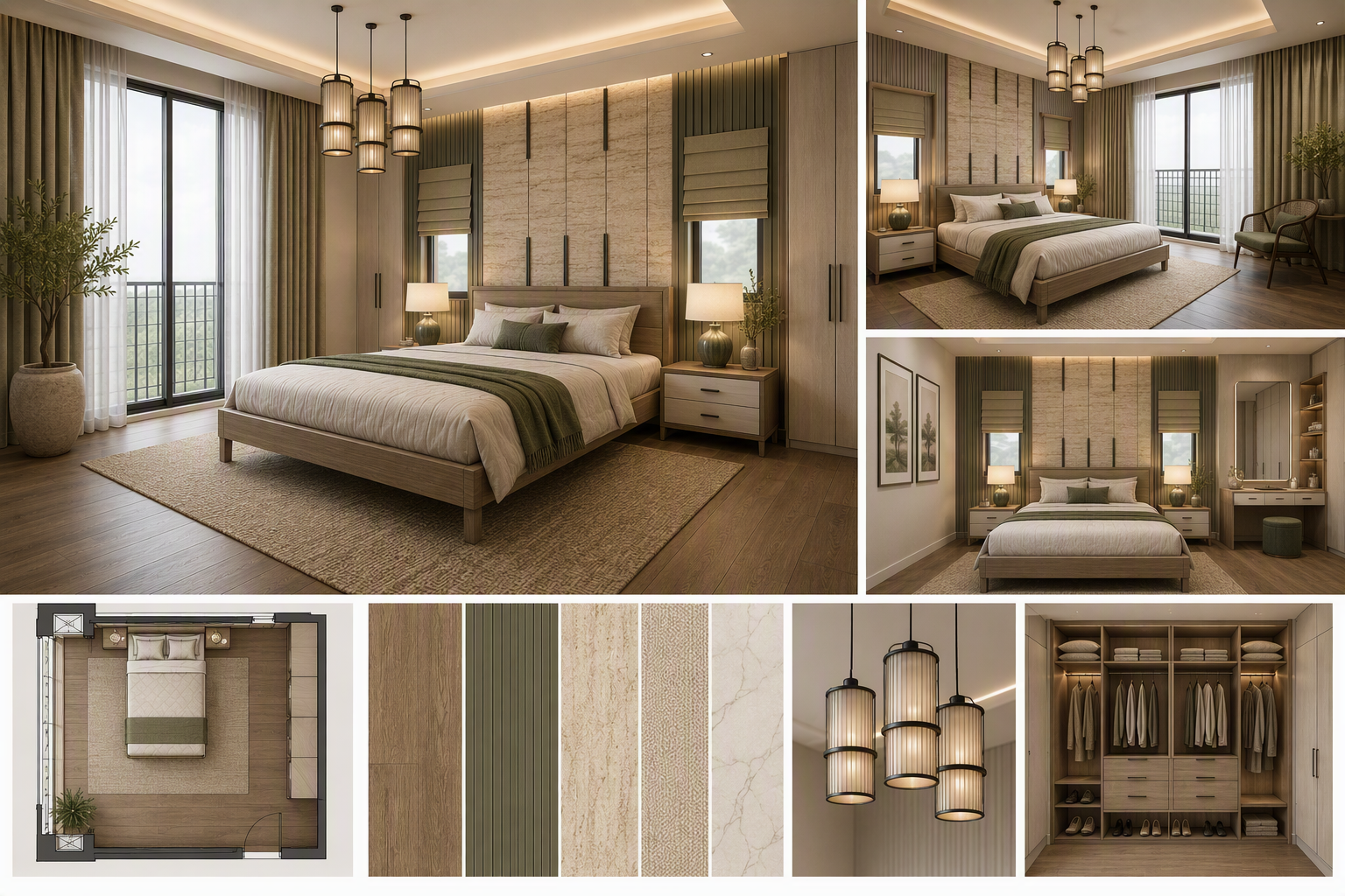 bedroom lighting ideas — bedrooms with visible ceiling, bedside, wall or floor lighting and clear light layering