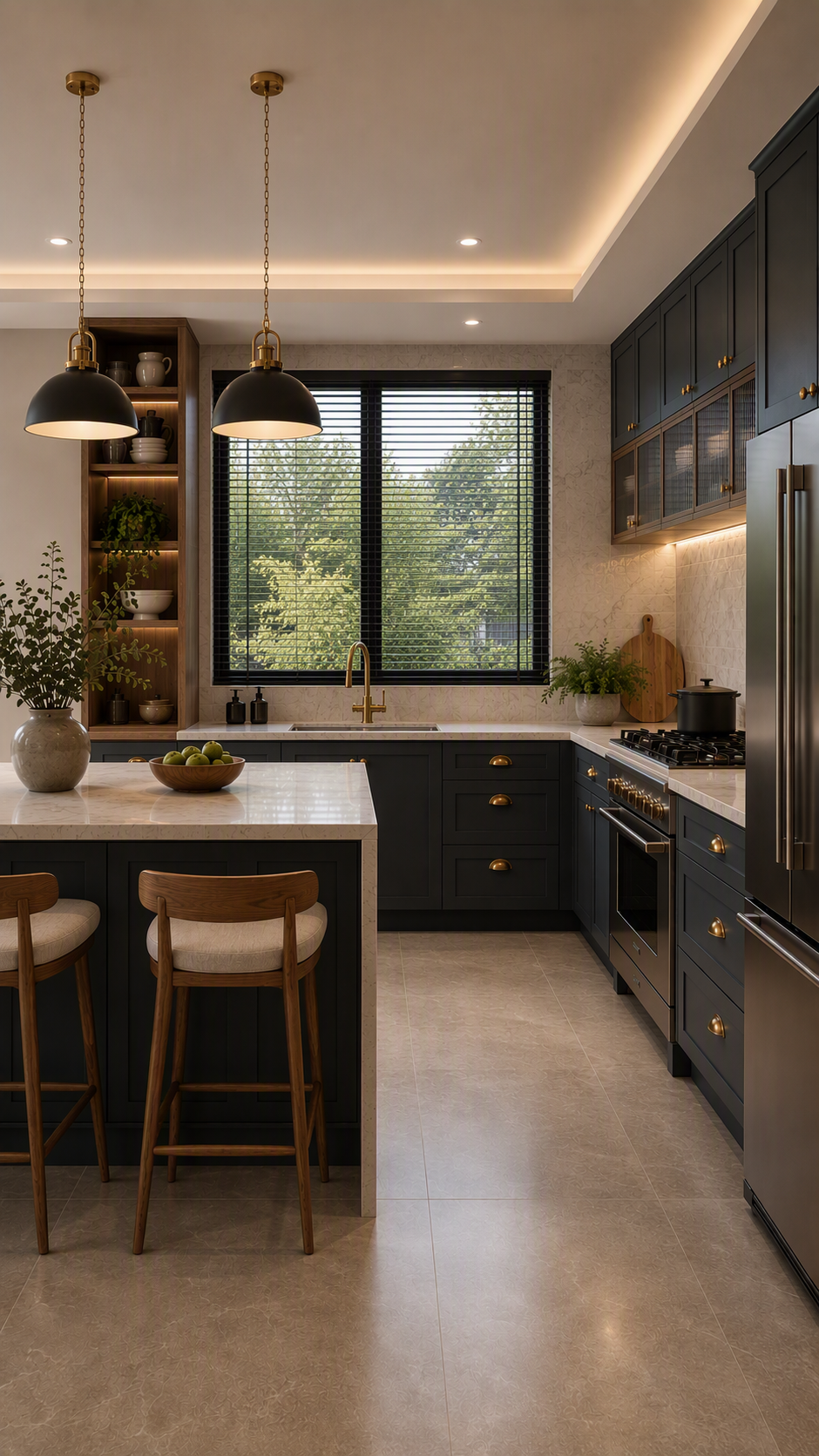kitchen layout ideas — whole-kitchen views where cabinet runs, appliances, island and circulation are easy to read