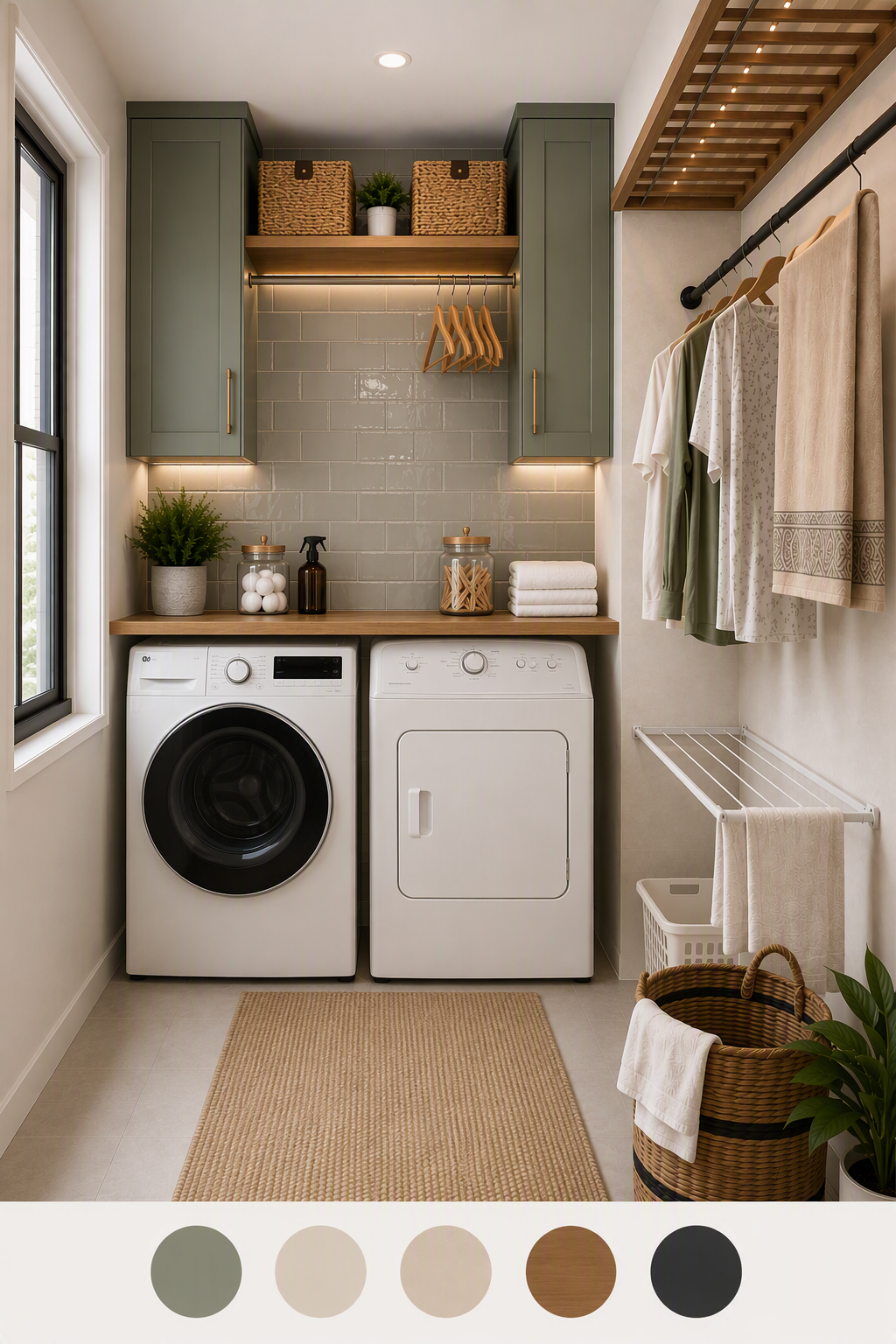 laundry room lighting ideas — laundry rooms with visible ambient and task fixtures and readable work-surface illumination