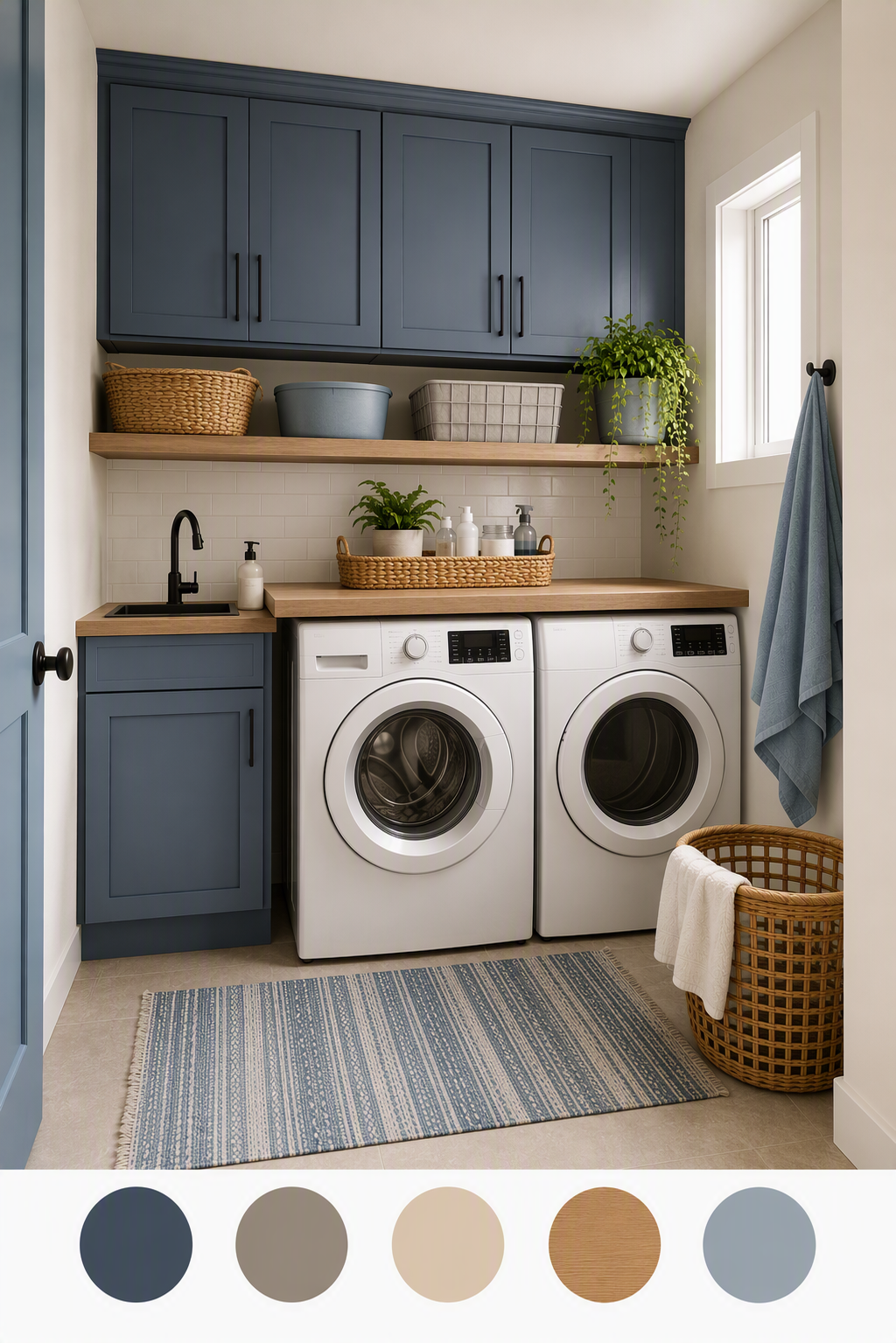 small laundry room ideas — clearly compact laundry rooms with appliances, worktop/storage and circulation visible