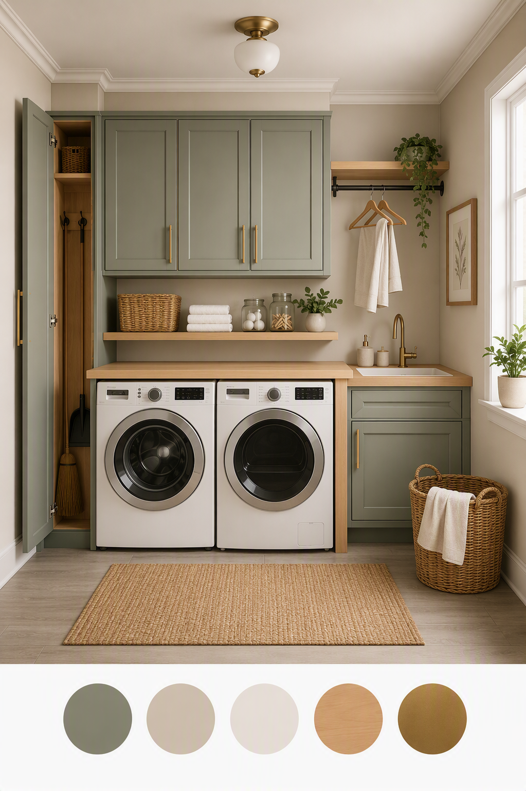 laundry room flooring ideas — enough floor area visible to judge tone, pattern and relationship to cabinets/appliances