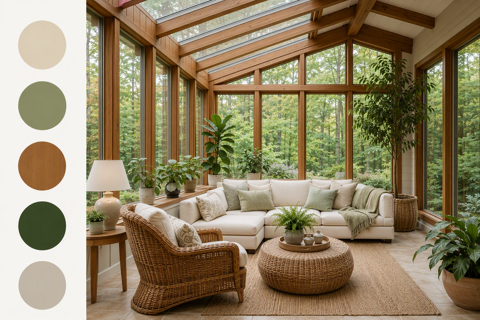 sunroom furniture ideas — sunrooms with furniture scale, seating arrangement and glazing clearly visible