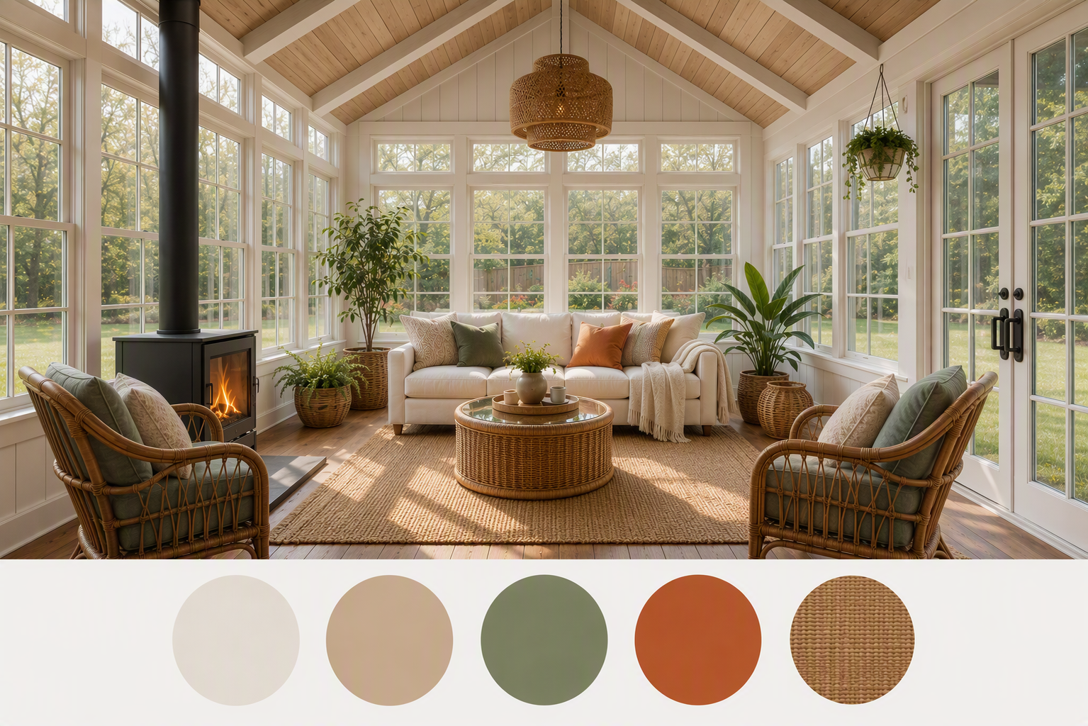 sunroom lighting ideas — sunrooms showing daylight plus visible ceiling, wall, floor or table lighting
