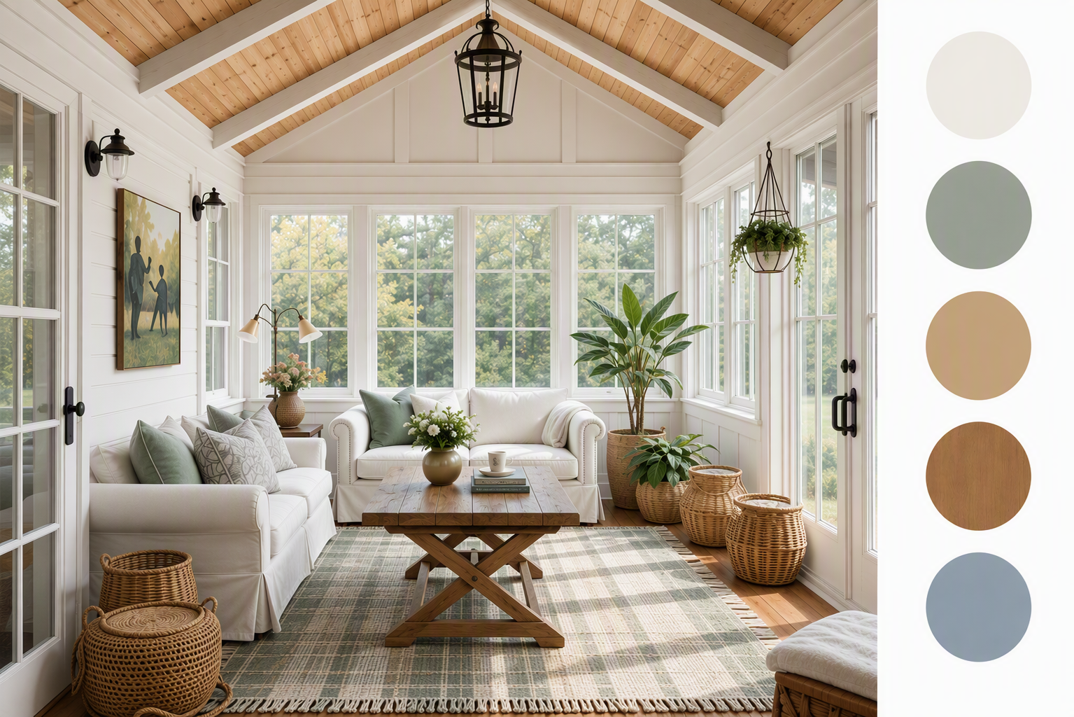 sunroom ceiling ideas — ceiling geometry, beams or skylights clearly visible together with glazing and room height
