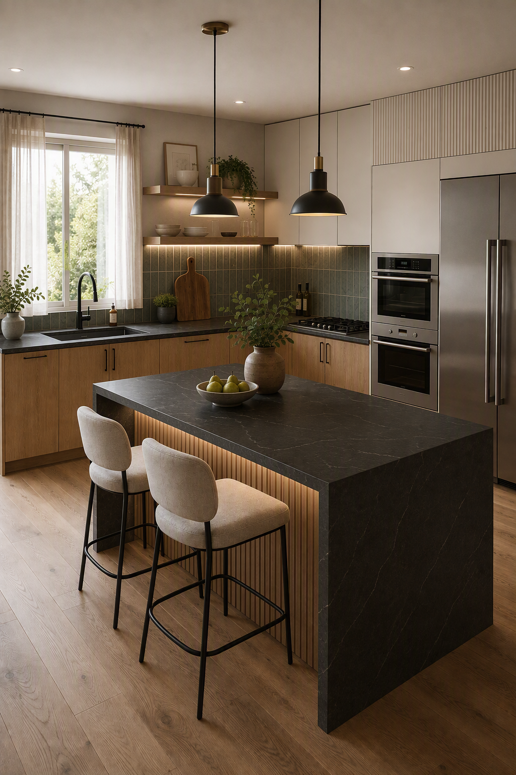 kitchen color ideas — whole kitchens where cabinet, wall, counter and backsplash colors are easy to compare together