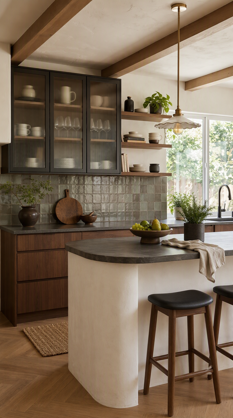 kitchen backsplash ideas — backsplash is visually prominent and shown together with cabinets and countertops