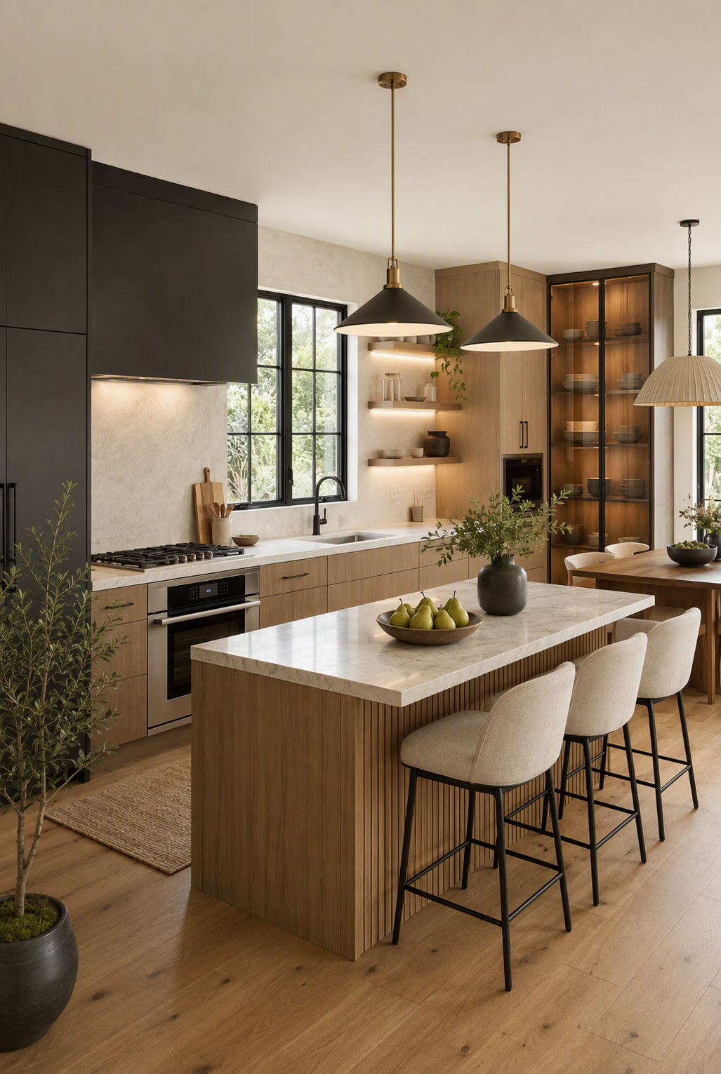 kitchen backsplash ideas — backsplash is visually prominent and shown together with cabinets and countertops