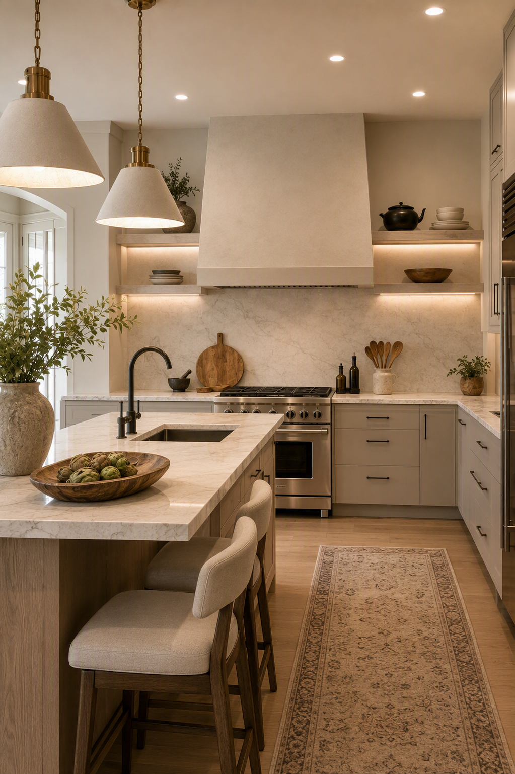 kitchen color ideas — whole kitchens where cabinet, wall, counter and backsplash colors are easy to compare together