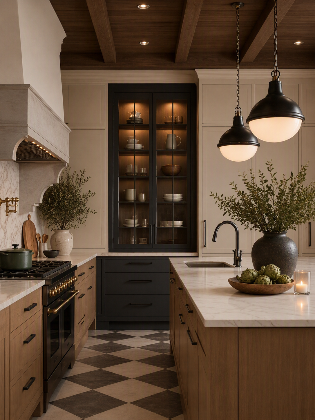 kitchen lighting ideas — complete kitchens with clearly visible light layers over worktops, islands or circulation areas