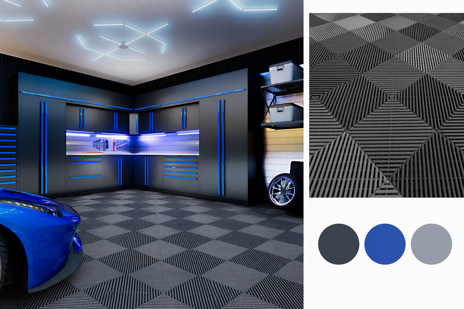 small garage ideas — clearly small or one-car garages where vehicle clearance and usable wall/work space are obvious