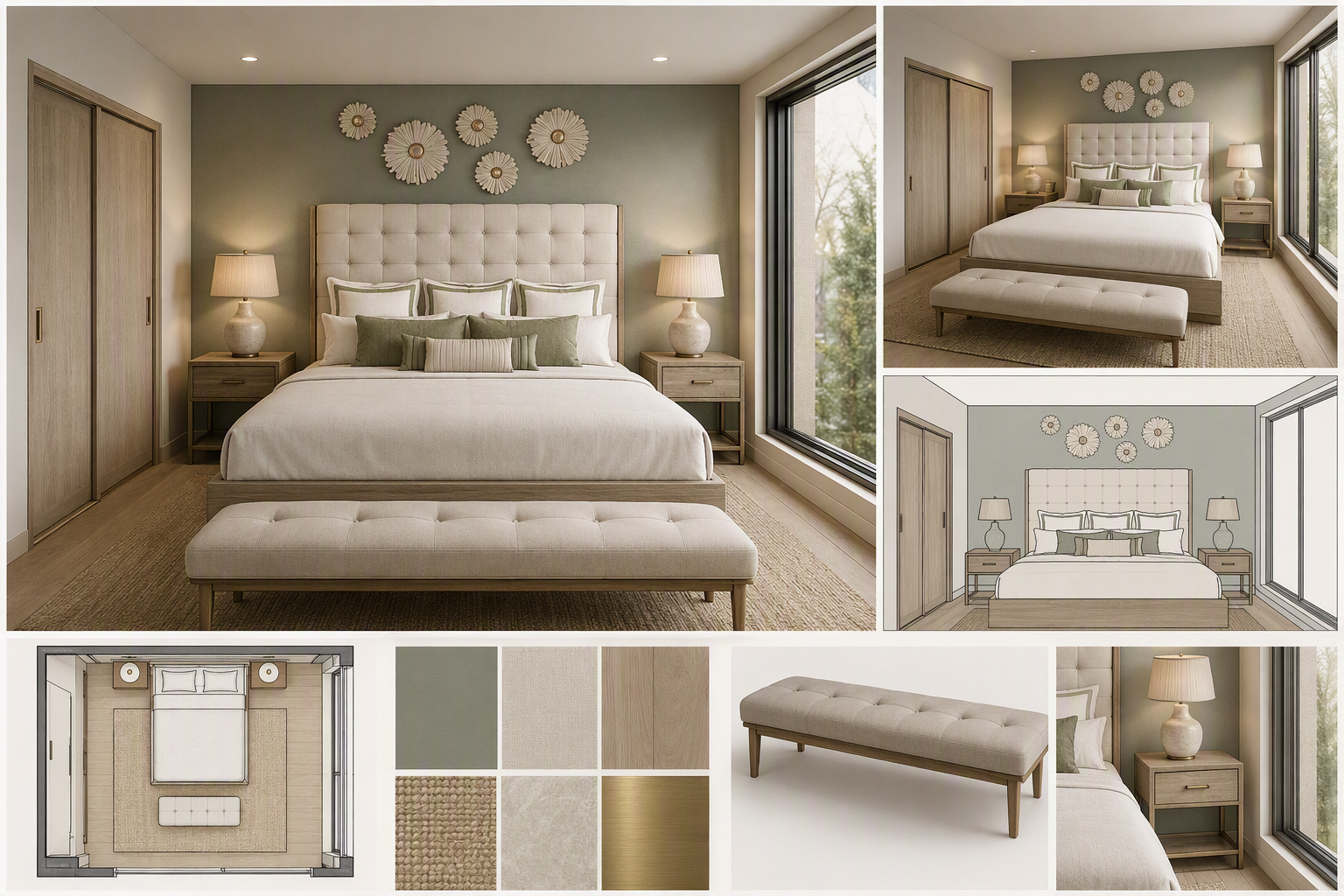 bedroom lighting ideas — bedrooms with visible ceiling, bedside, wall or floor lighting and clear light layering